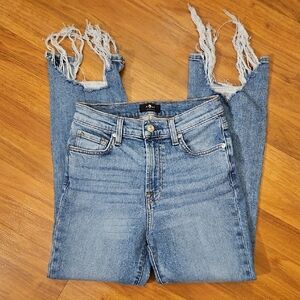 7 For All Mankind High Waist Slim Kick Distressed Jeans Size 26